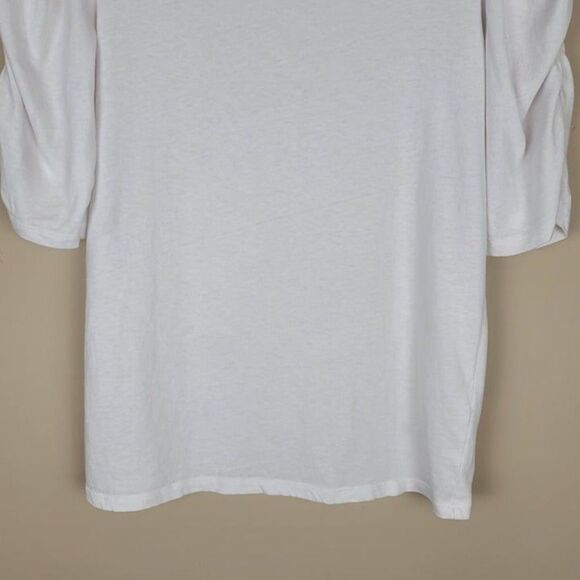 Frame Size L Ruched Sleeve Top Half Sleeve Cotton Blanc White - Picture 6 of 12